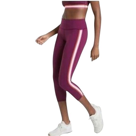 Athleta Contender Side Stripe Capri in Powerlift Small Magenta - Picture 1 of 7